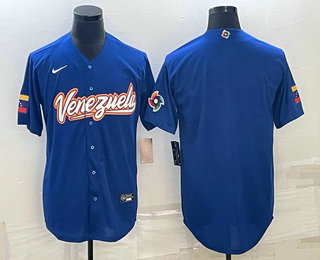 Men%27s Venezuela Baseball Blank 2023 Royal World Classic Stitched Jersey